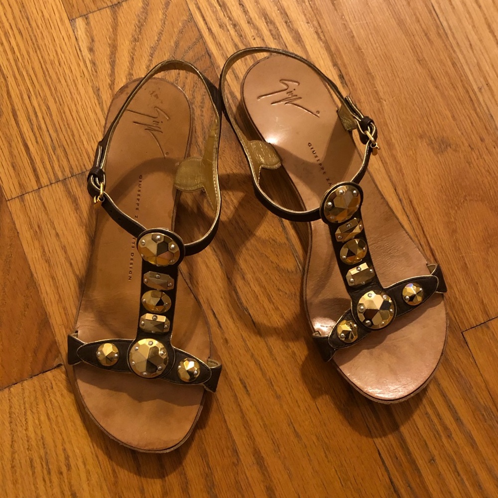 Giuseppe Zanotti Design Brown Jeweled Sandals